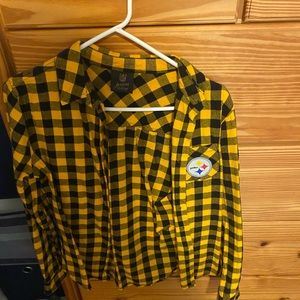 Black and yellow flannel Steelers shirt
